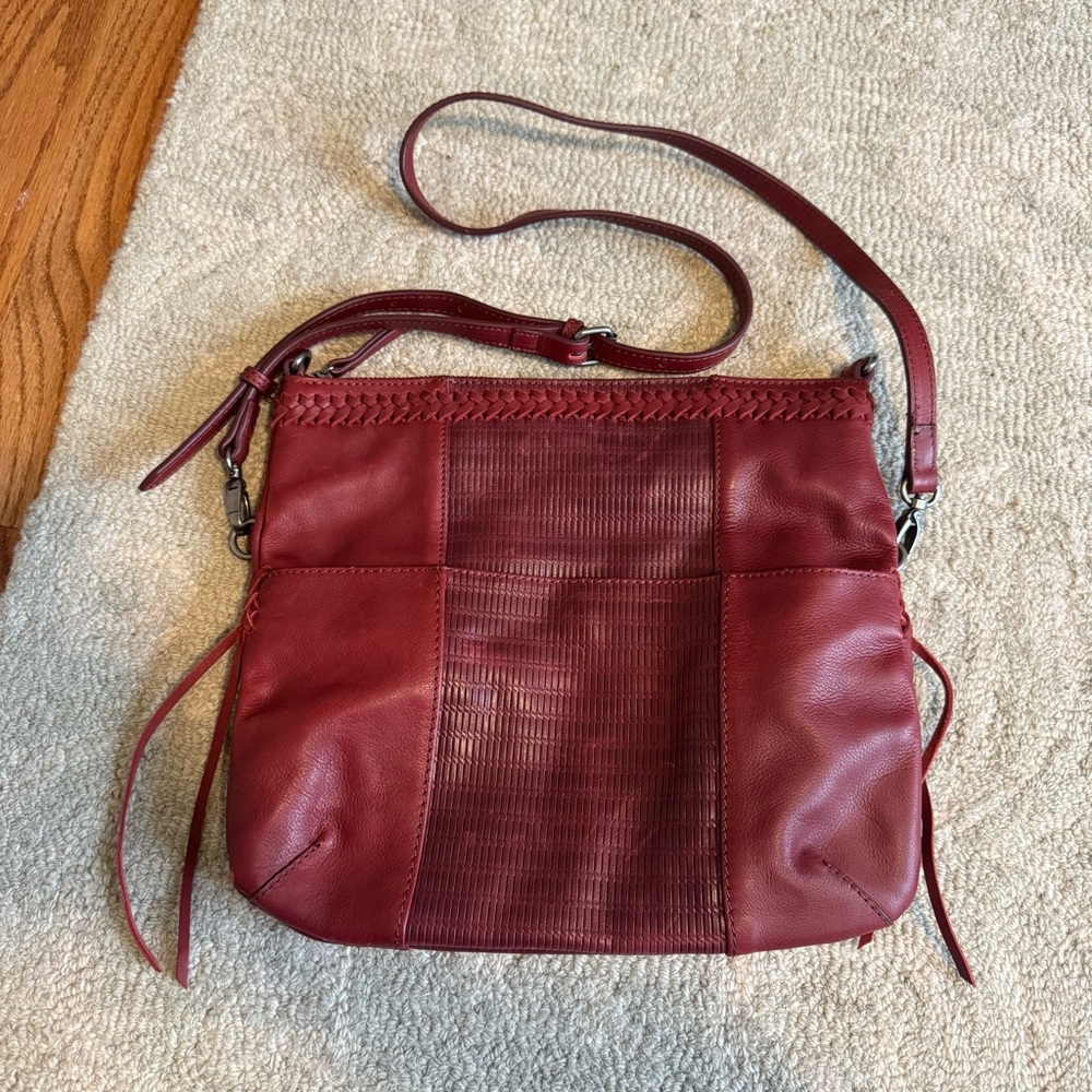 Lucky Brand Fold Over Braided Tassel Crossbody Bag